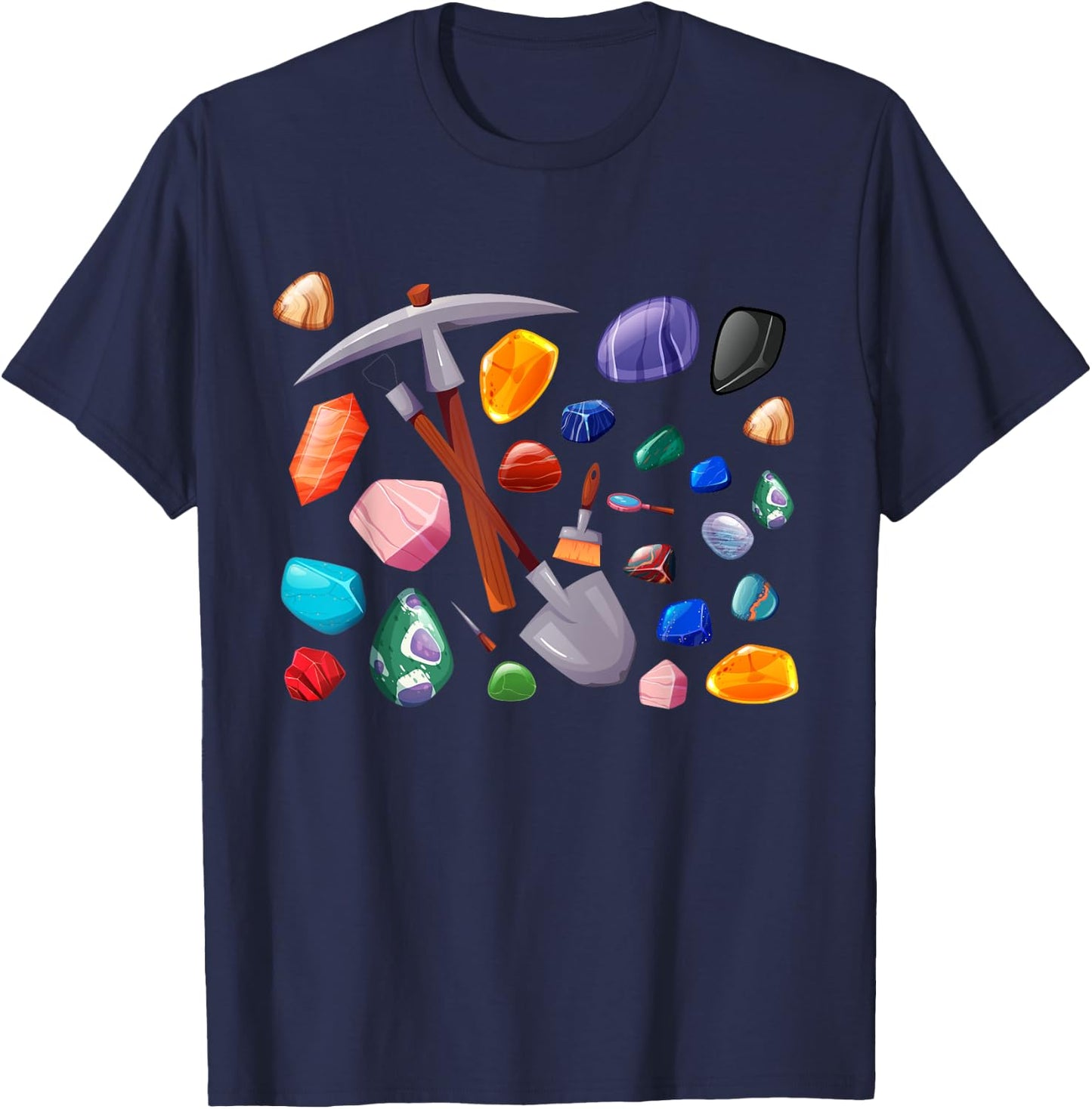 Crystals Minerals Hobby Geologist Gemstone Quotes Mining Tools Graphic Funny Science Gem Hunters Scientists , Small, Black T-Shirt - T-Shirt | Navy