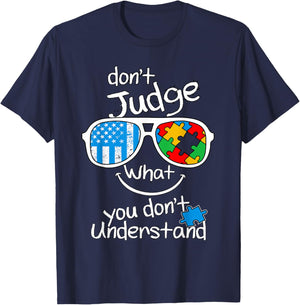 Don't judge what you don't understand Autism Awareness Month T-Shirt - T-Shirt | Navy