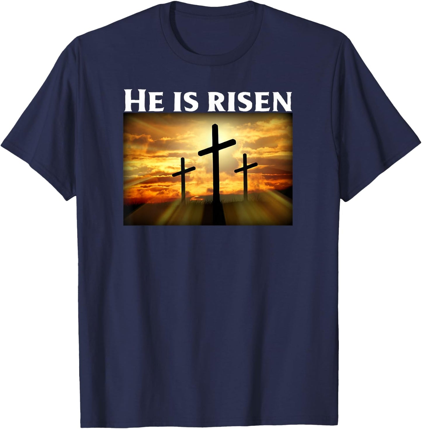 Easter T Shirt | He Is Risen T Shirt | Christian T Shirt T-Shirt - T-Shirt | Navy