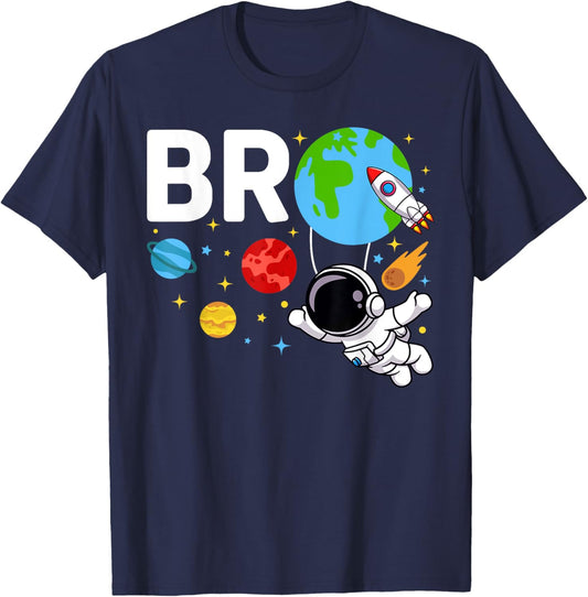 Brother Bro Space Astronaut Birthday Family Matching T-Shirt - T-Shirt | Navy