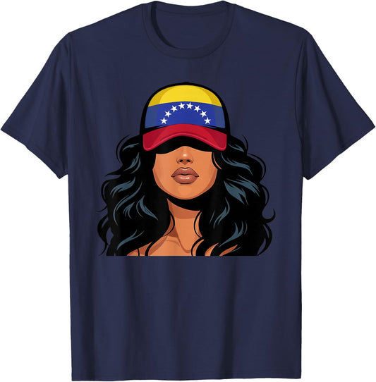 Venezuelan Girl Venezuela Flag Proud Venezolana Women T-Shirt - T-Shirt | Navy