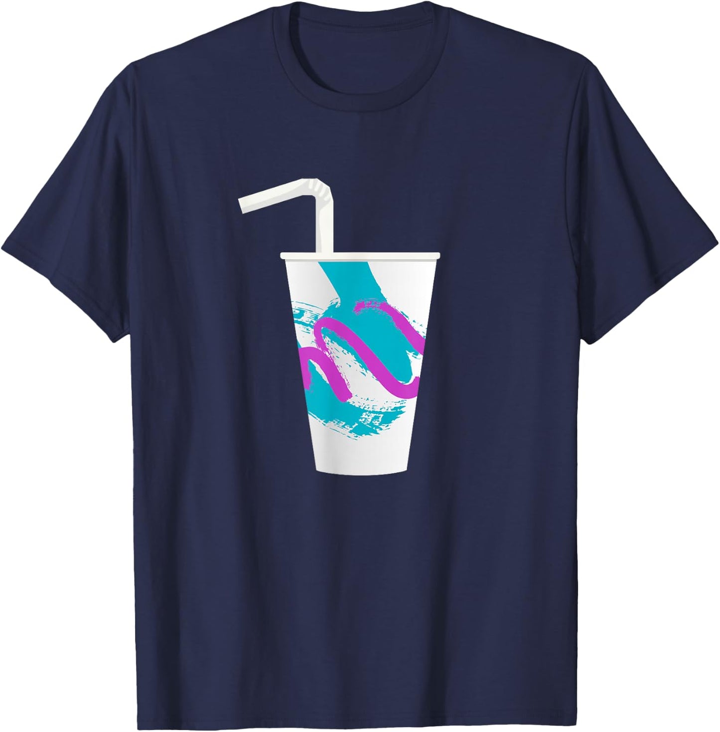 90s Soda Cup Vaporwave Aesthetic Paper Coffee Retro Teal T-Shirt - T-Shirt | Navy