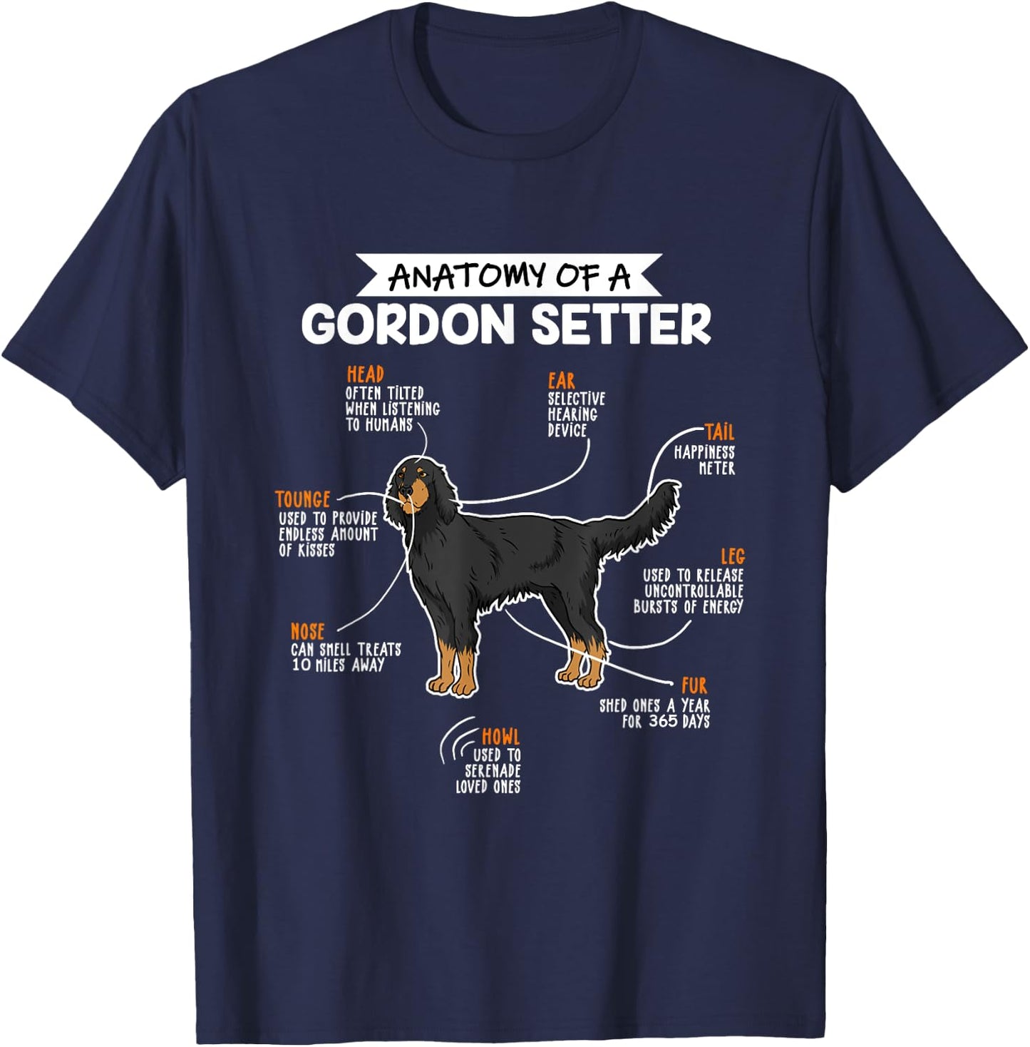 Anatomy of a Gordon Setter Fun Dog Master's Lady T-Shirt - T-Shirt | Navy