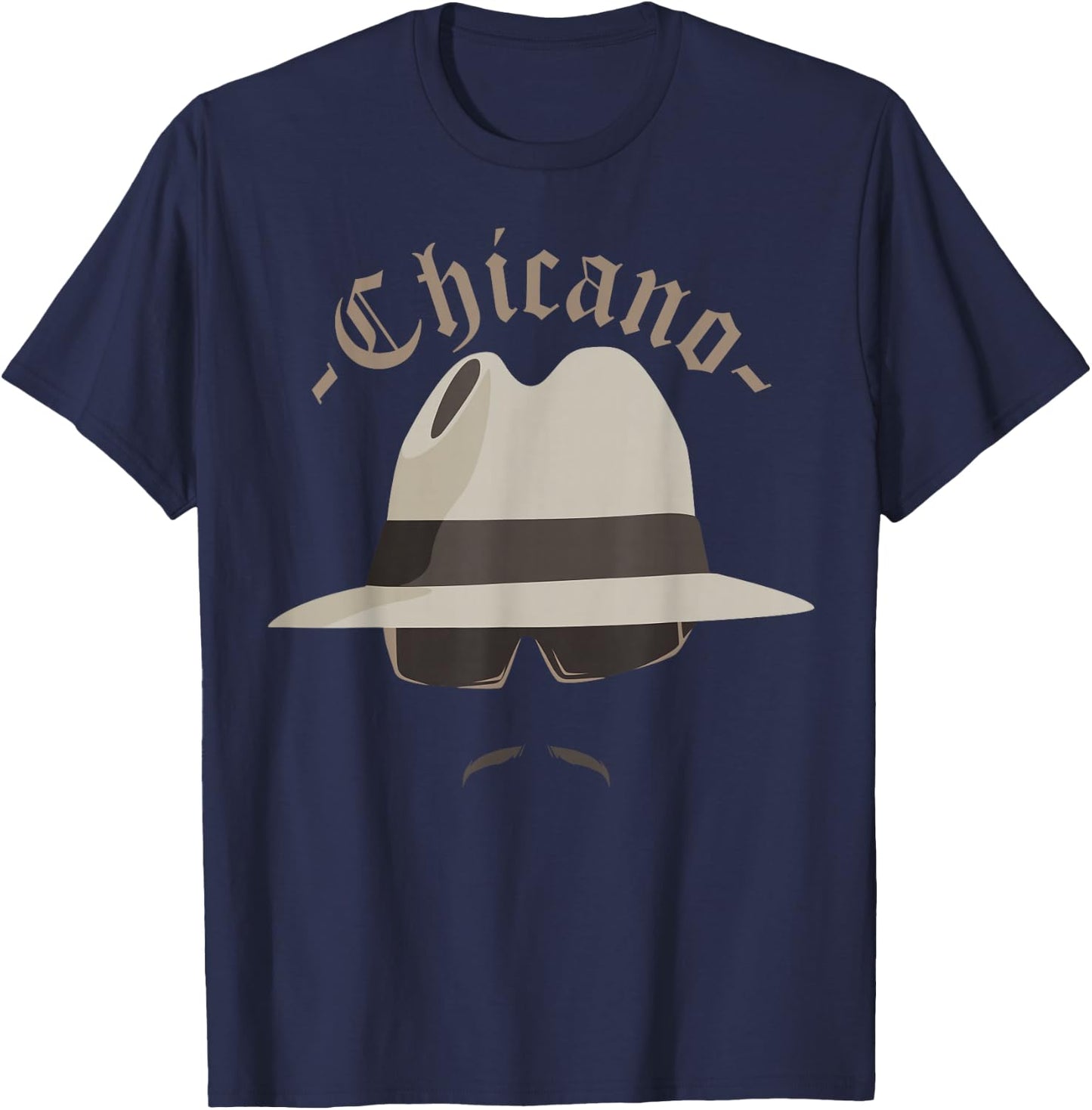 Lowrider Hat Chicano Moustache T-Shirt - T-Shirt | Navy