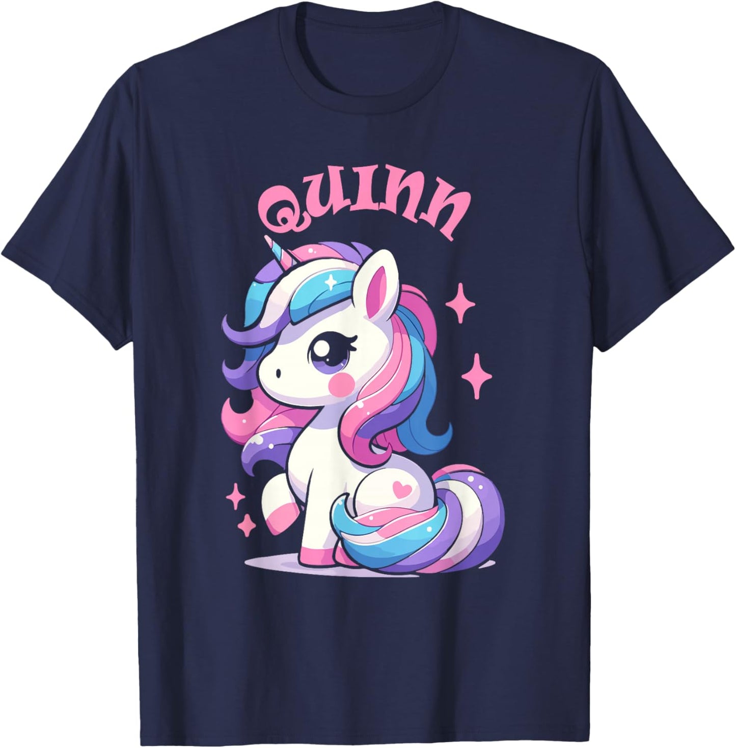 Quinn Cute Unicorn Design for Girls Name Quinn T-Shirt - T-Shirt | Navy