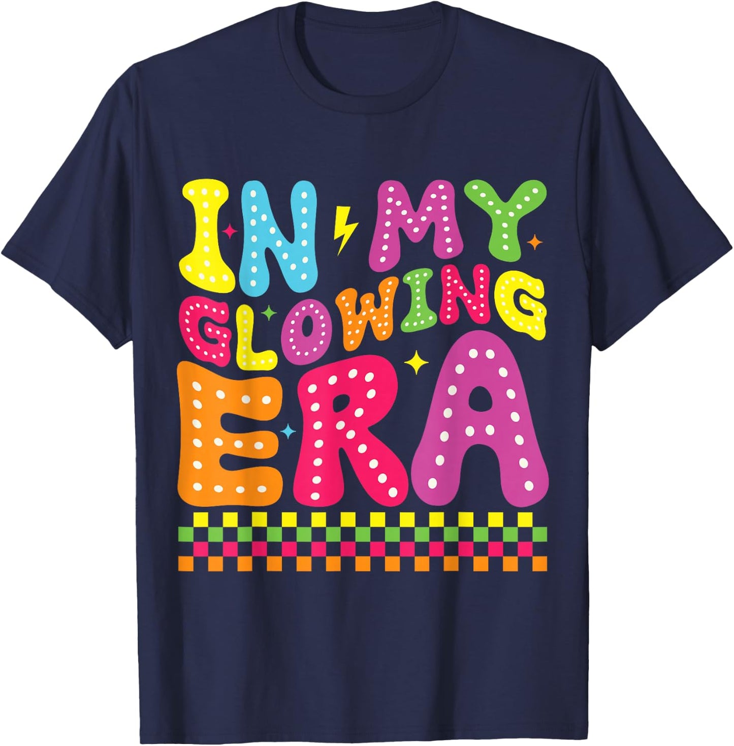 In My Glowing Era Groovy Retro Funny Summer Vacation T-Shirt - T-Shirt | Navy