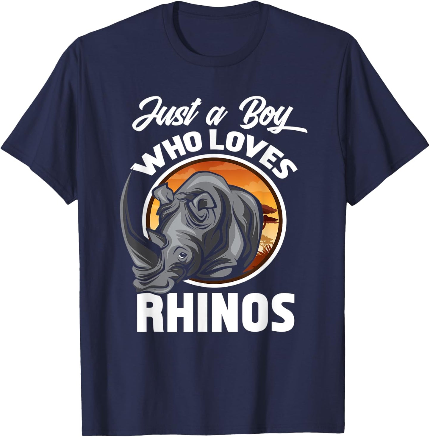 Just A Boy Who Loves Rhinos - Boys Gift Toddler Kids T-Shirt - T-Shirt | Navy