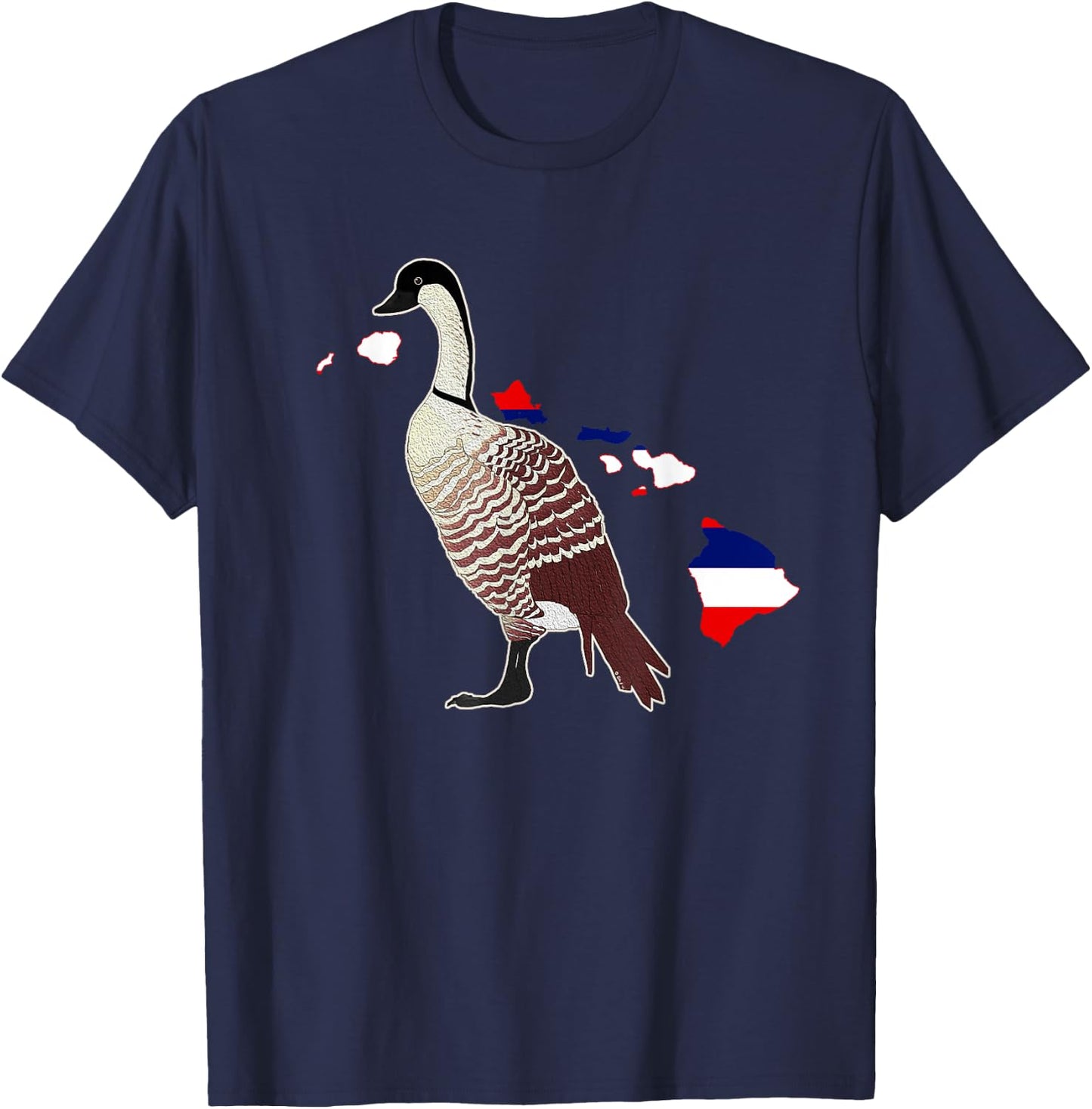 Hawaiian Goose Nene State Bird With Hawaiian Islands T-Shirt - T-Shirt | Navy