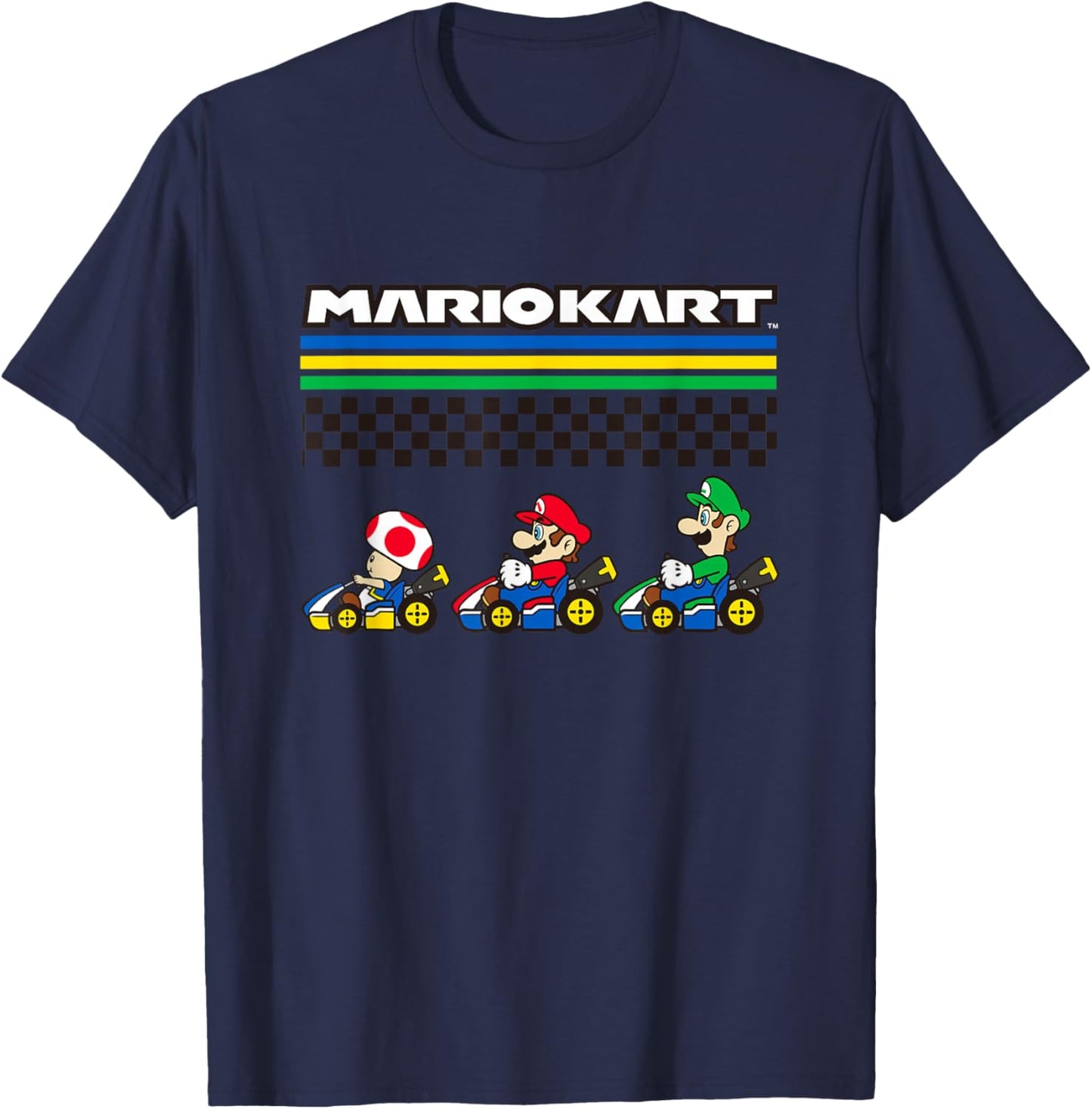 Mario Kart Rainbow Rally Character Line Up T-Shirt - T-Shirt | Navy