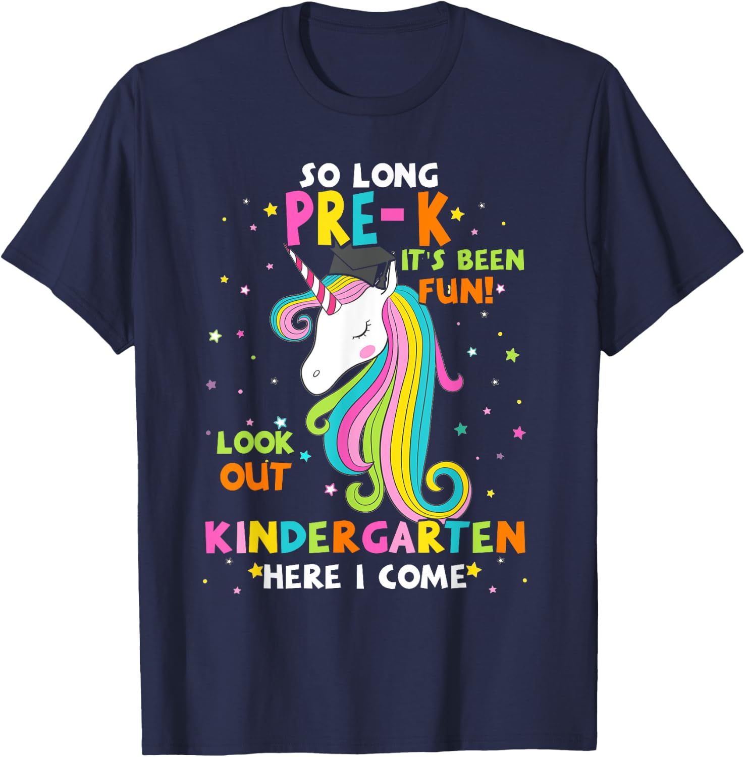 So Long Pre-K Kindergarten Here I Come Unicorn Graduation T-Shirt - T-Shirt | Navy