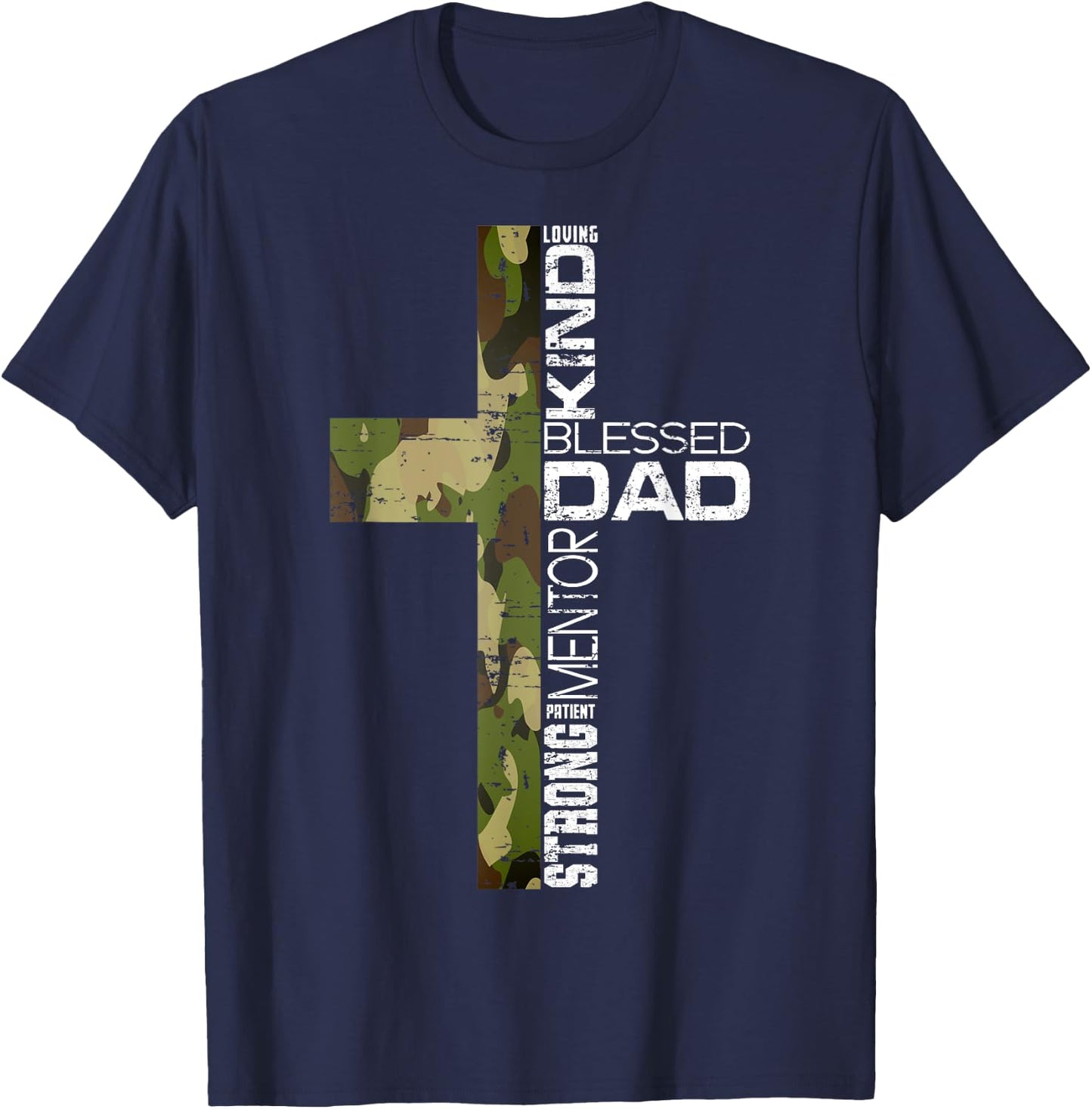 Blessed Dad Cross Christians Father's Day Christian Dad T-Shirt - T-Shirt | Navy