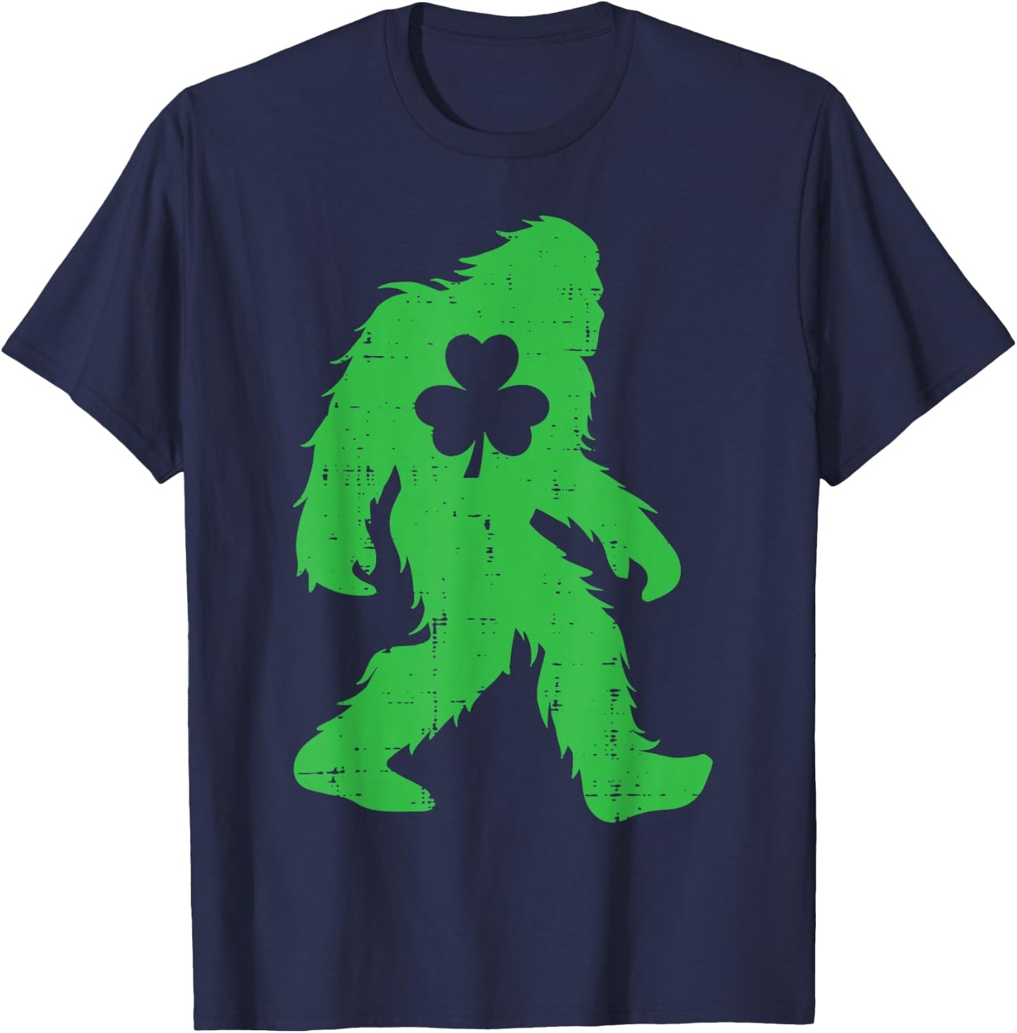 St Patricks Day Bigfoot Sasquatch Shamrock Men Women Kids T-Shirt - T-Shirt | Navy
