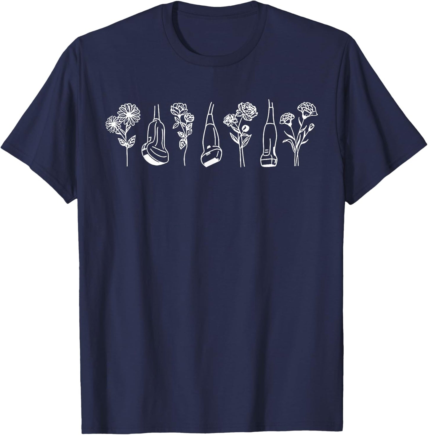 Women Floral Ultrasound Tech Sonographer Sono Tech Grad T-Shirt - T-Shirt | Navy