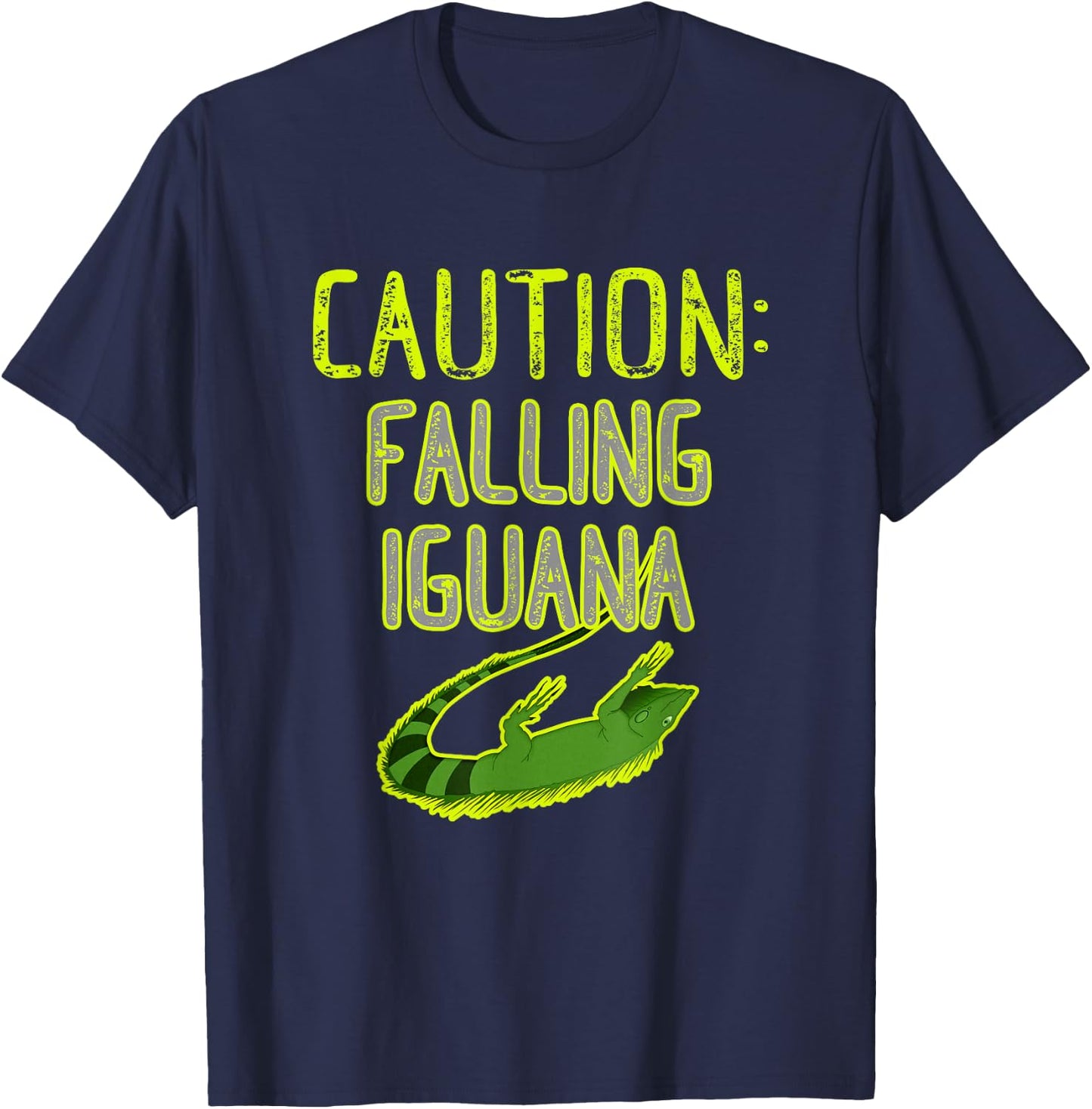 Falling Iguana Freeze Funny Florida T-Shirt - T-Shirt | Navy