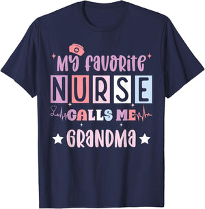 My favorite nurse calls me grandma funny registered nurse T-Shirt - T-Shirt | Navy