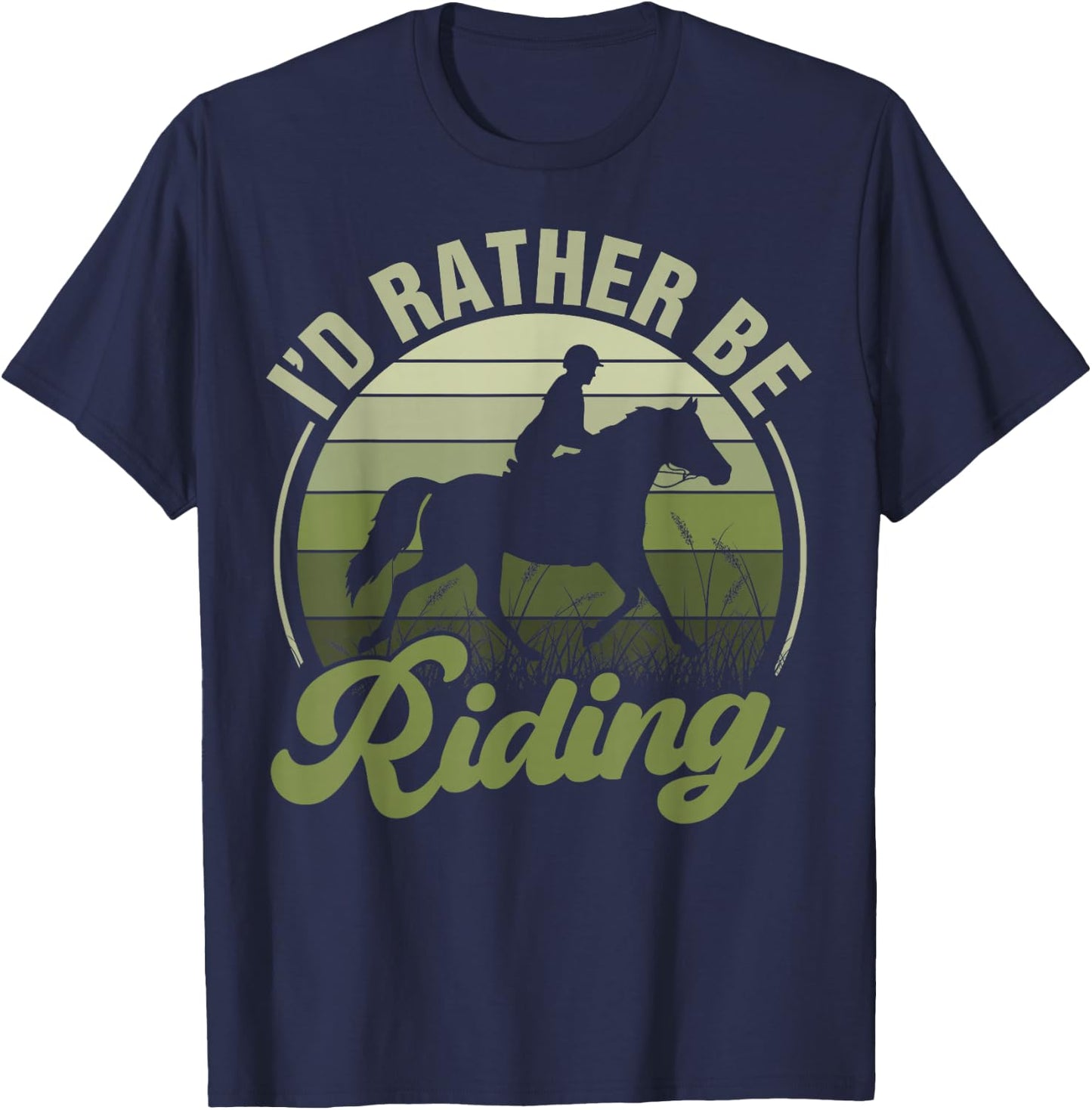 Horse-Shirt I'd Be Riding Funny Equestrian Women Teen Girl , Female X-Small, Blue T-Shirt - T-Shirt | Navy