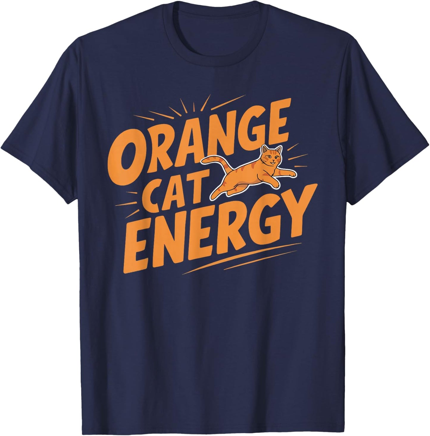 Orange Cat Energy T-Shirt - T-Shirt | Navy