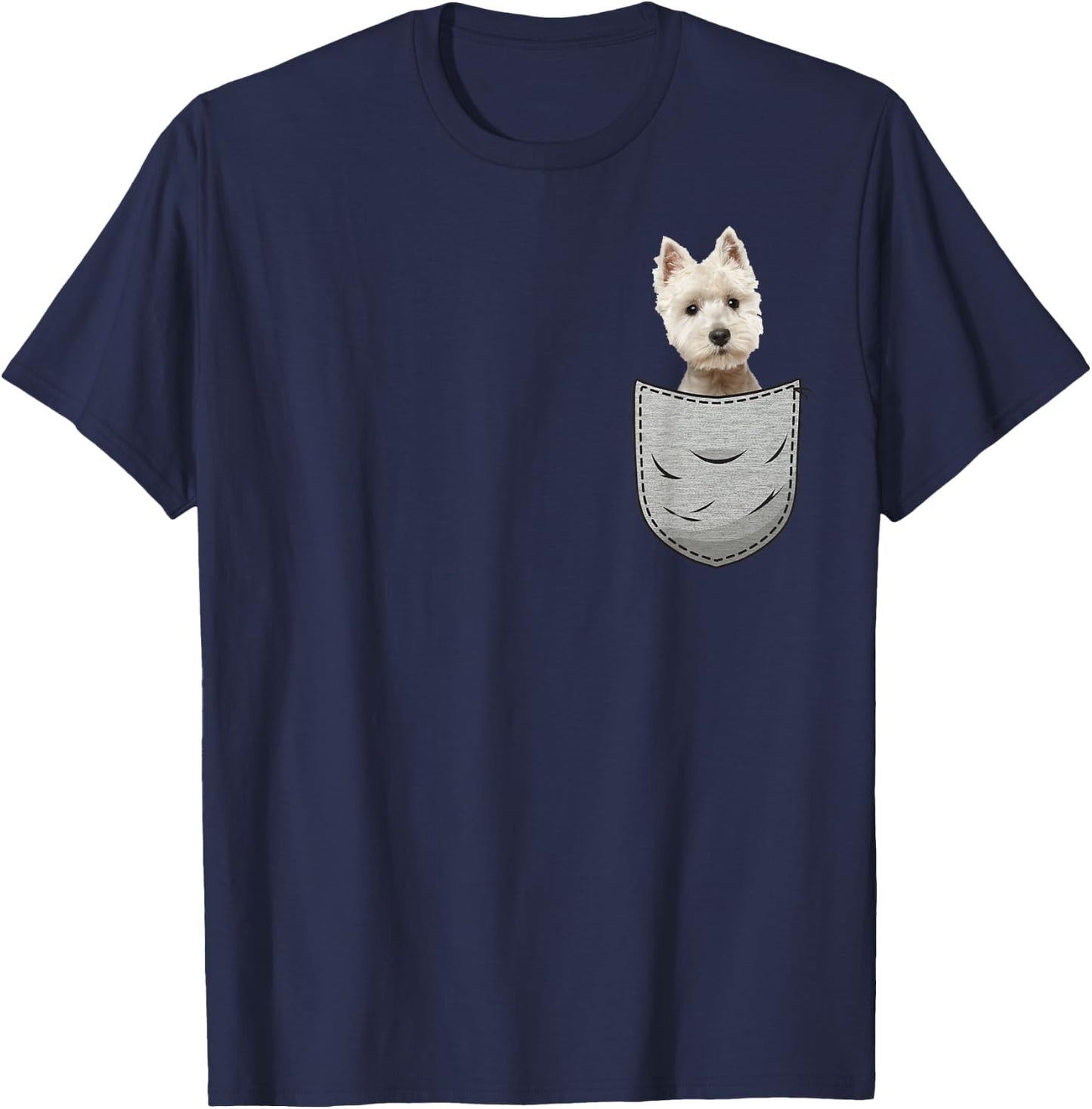 Westie White Highland Terrier Pocket for Dog Owners T-Shirt - T-Shirt | Navy