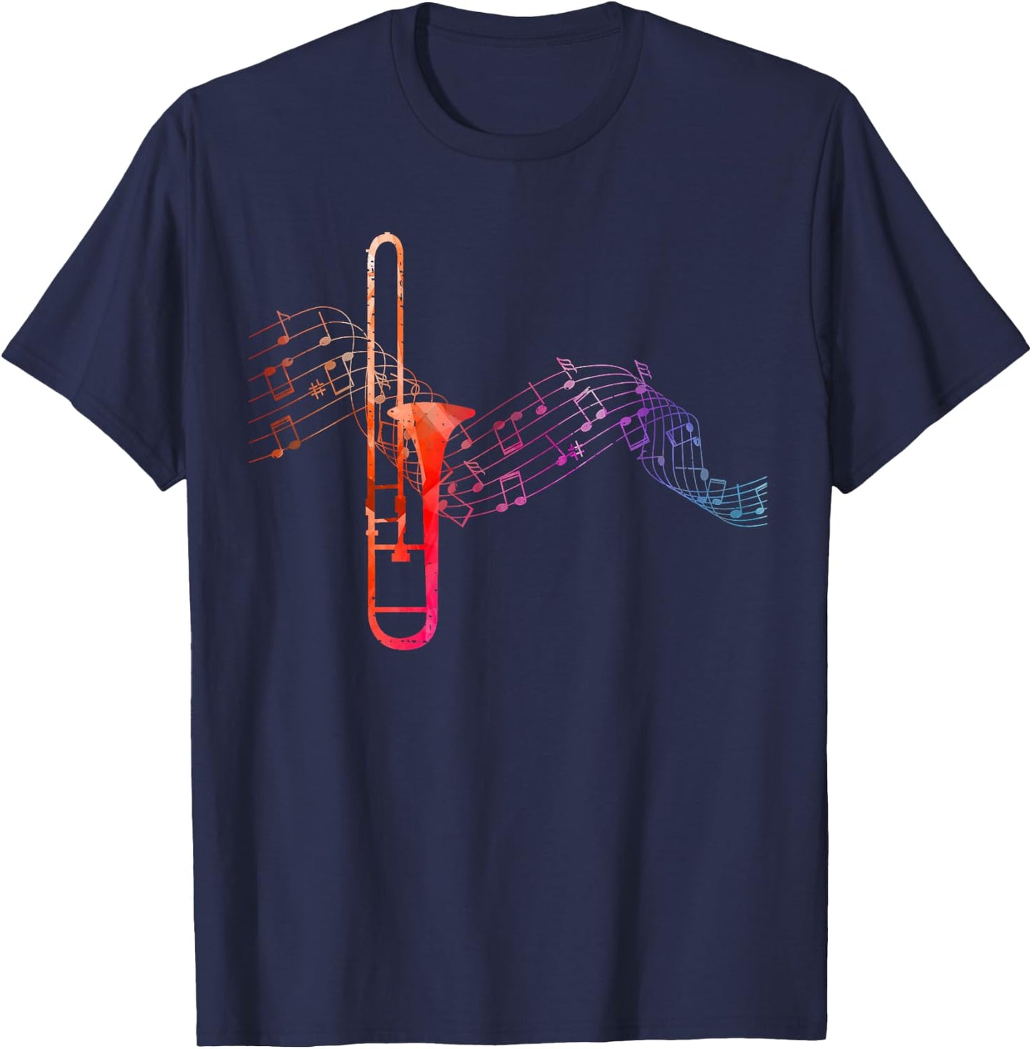 Colourful Trombone Sheet Music Trombone T-Shirt - T-Shirt | Navy