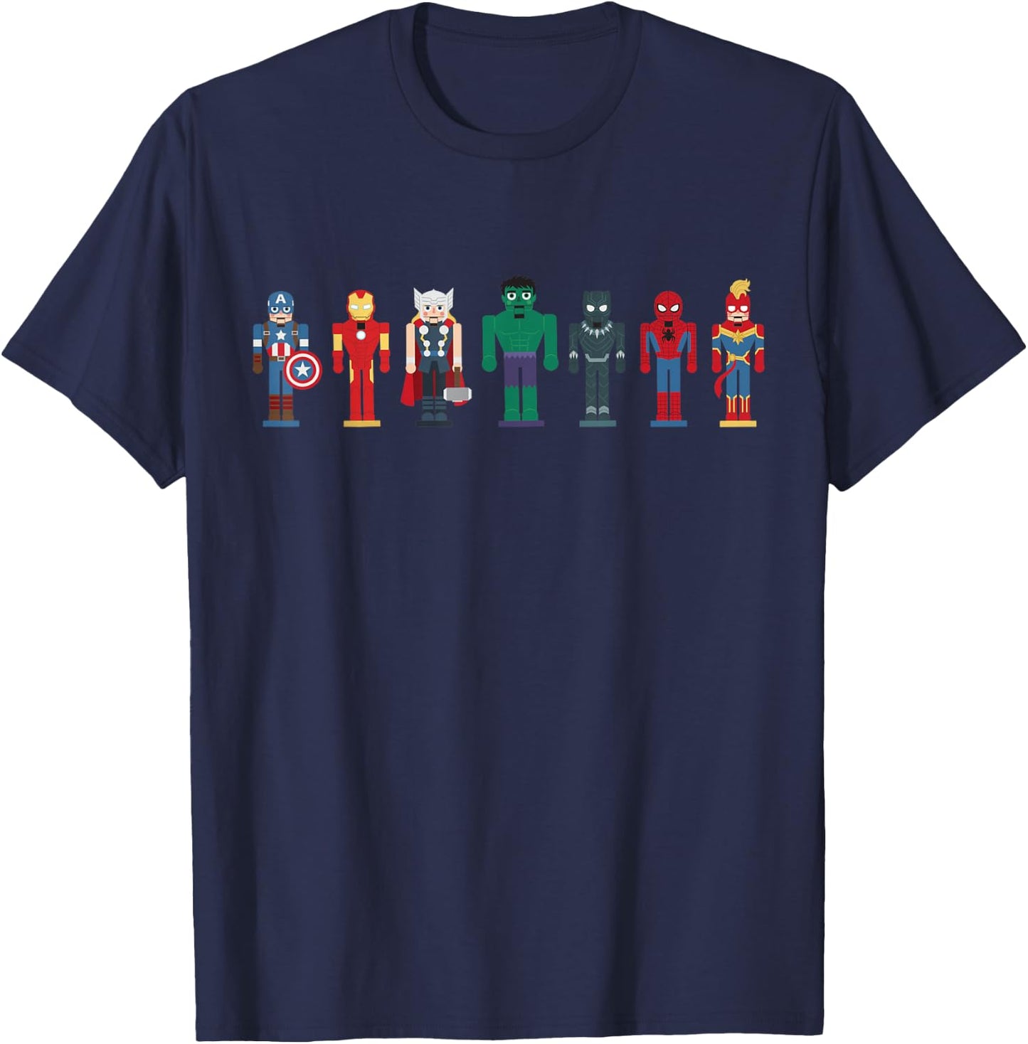 Marvel Holiday Christmas Avengers Team Festive Nutcrackers T-Shirt - T-Shirt | Navy