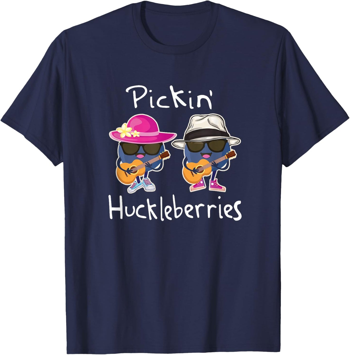 Huckleberry Picking Huckleberries Playing Guitar Kawaii T-Shirt - T-Shirt | Navy