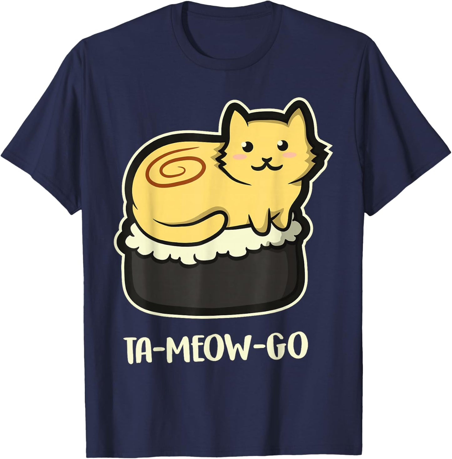 Japanese Anime Kawaii Sushi Cat T-Shirt - T-Shirt | Navy