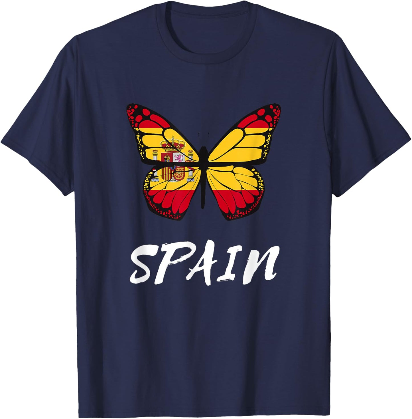 Spain Butterfly Flag España Pride Spanish Roots T-Shirt - T-Shirt | Navy