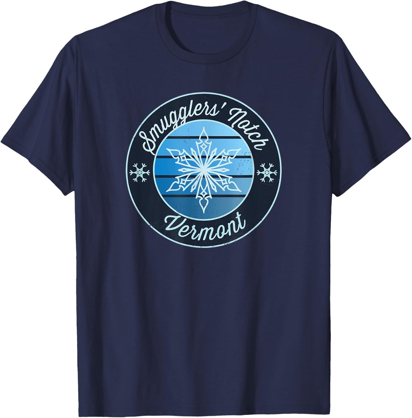 Smugglers' Notch Vermont VT Ski Souvenir Snow Graphic T-Shirt - T-Shirt | Navy