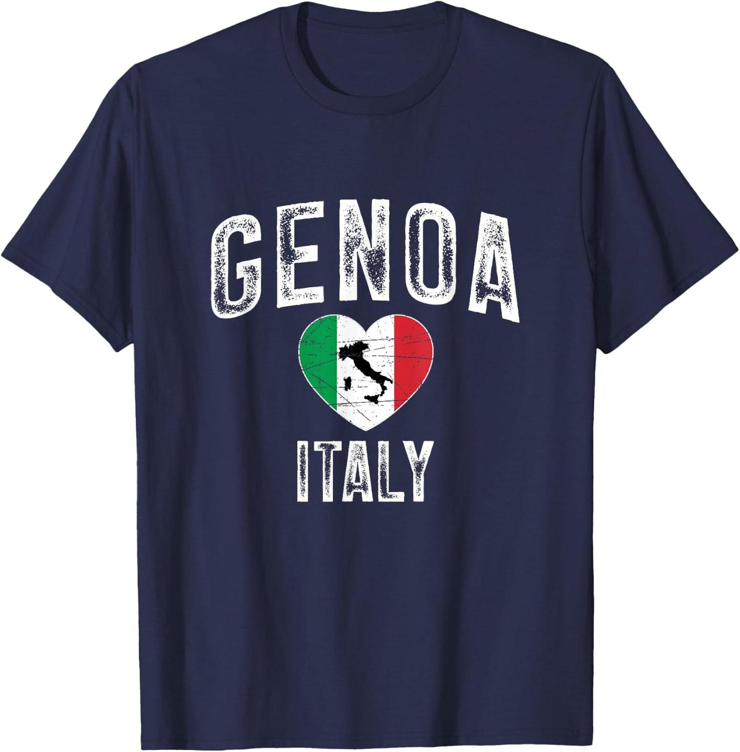 Genoa City In Italy, Flag Of Italy, Italy Map T-Shirt - T-Shirt | Navy