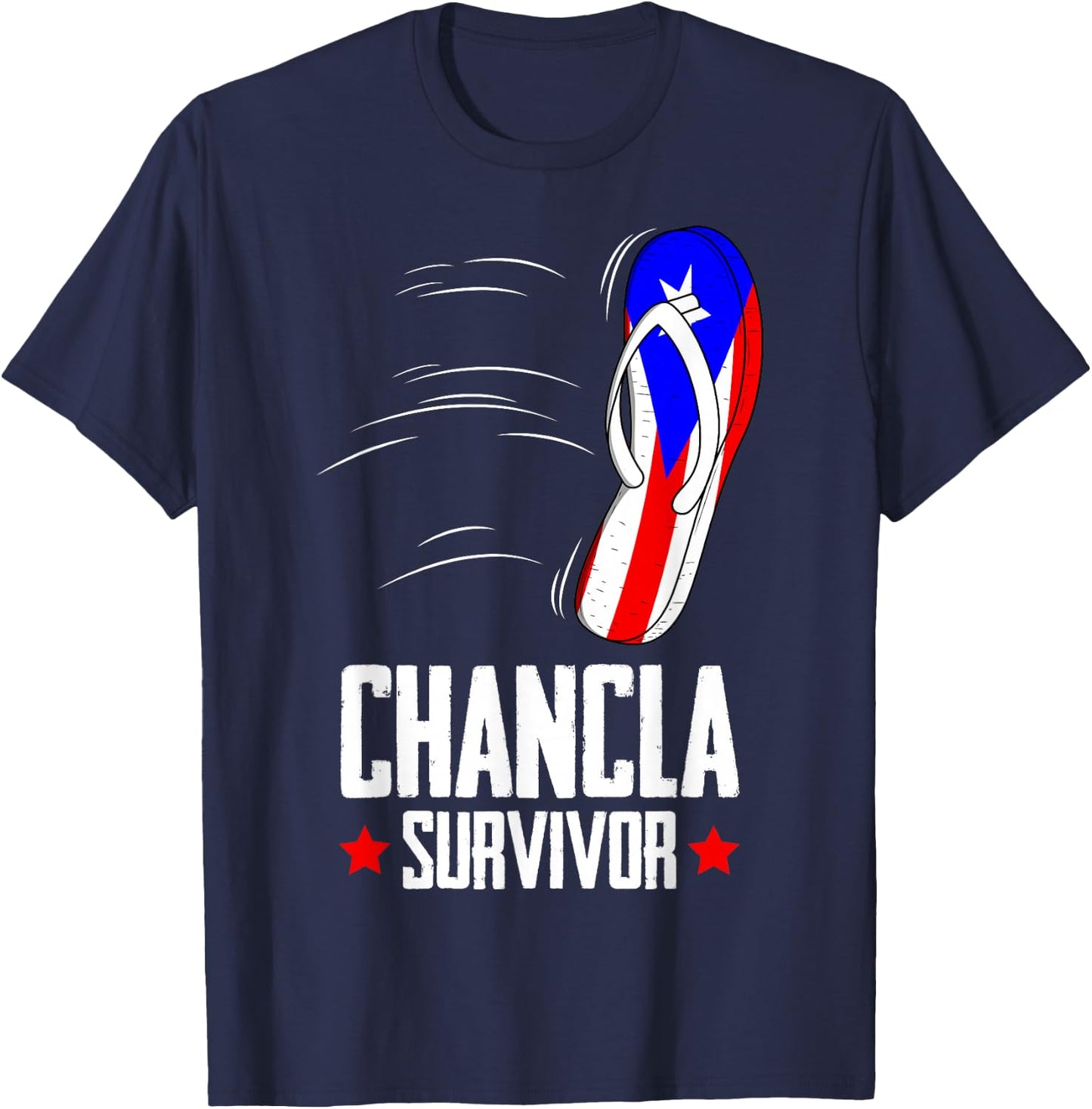 Chancla Survivor Puerto Rico , Small, Black T-Shirt - T-Shirt | Navy