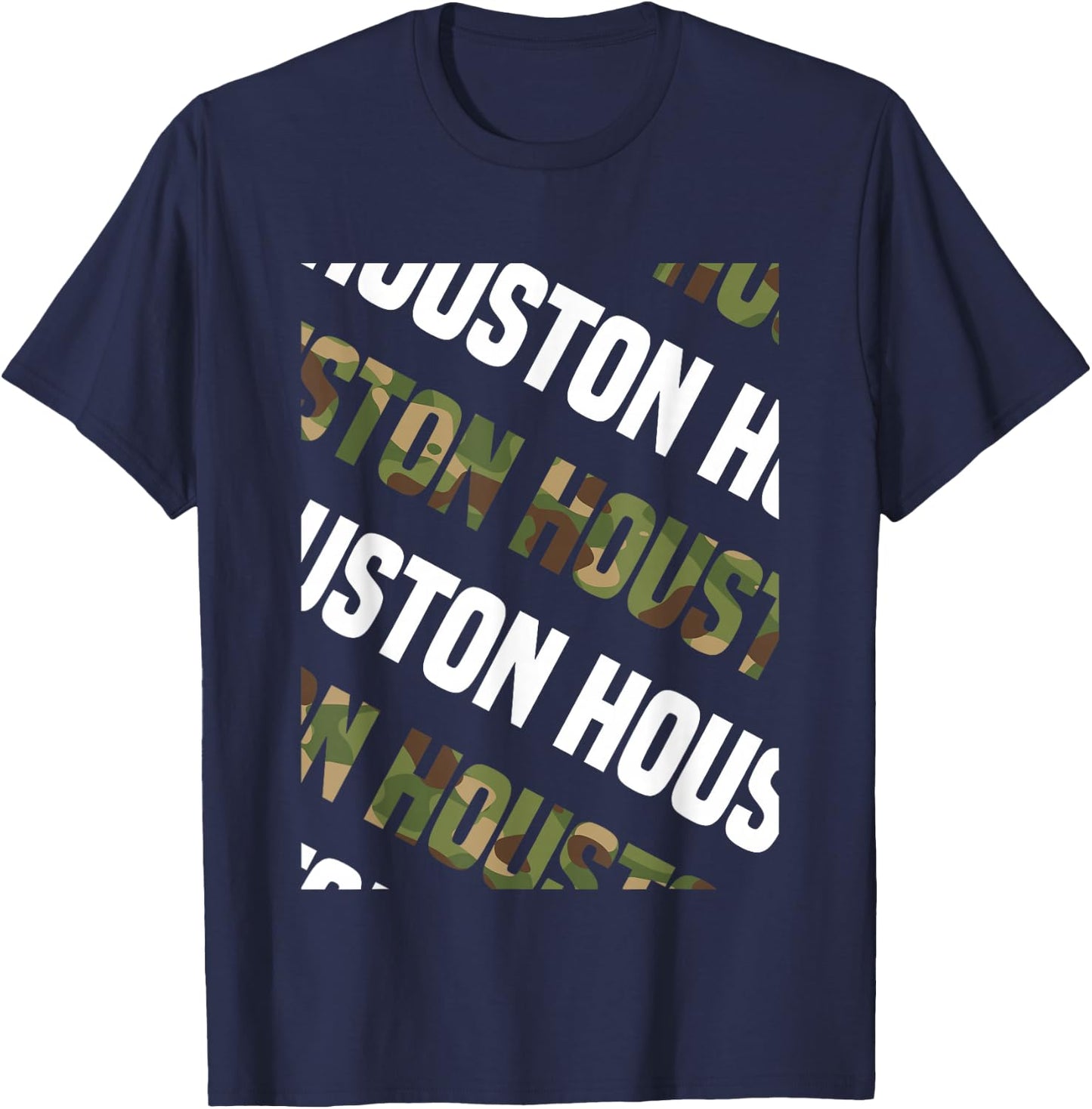 Houston Camo Pattern Green Camouflage T-Shirt - T-Shirt | Navy