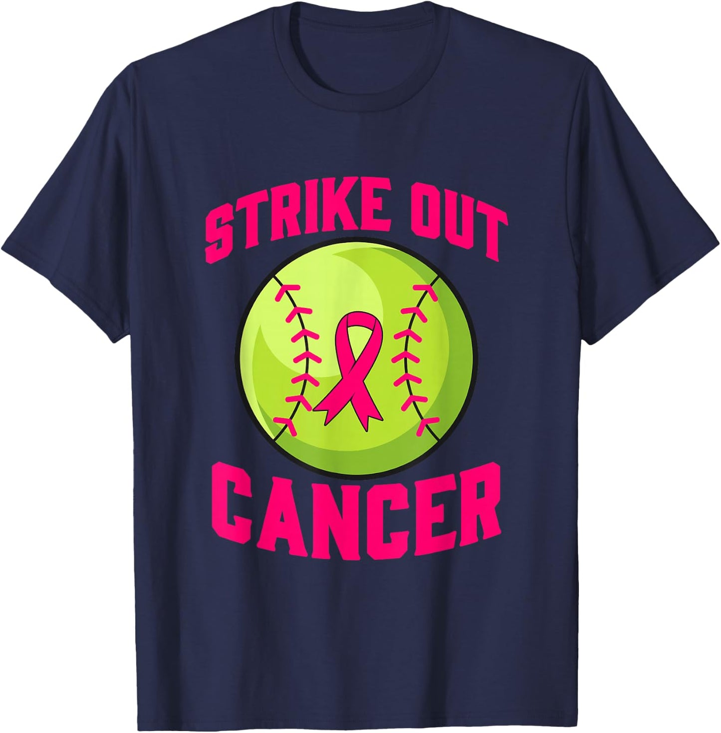 Strike Out Breast Cancer Awareness Softball Fighters T-Shirt - T-Shirt | Navy
