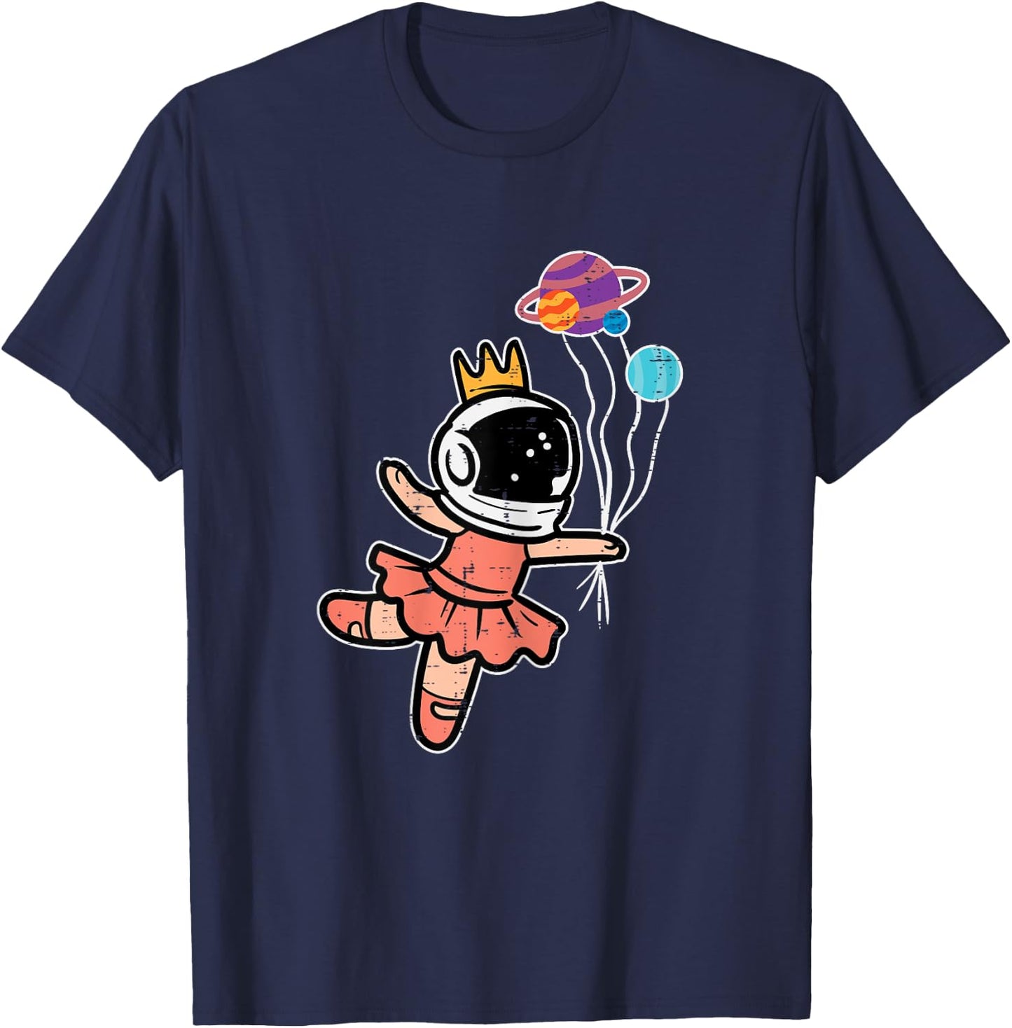 Astronaut Ballet Dancer Space Galaxy Girls Kids Youth Women T-Shirt - T-Shirt | Navy