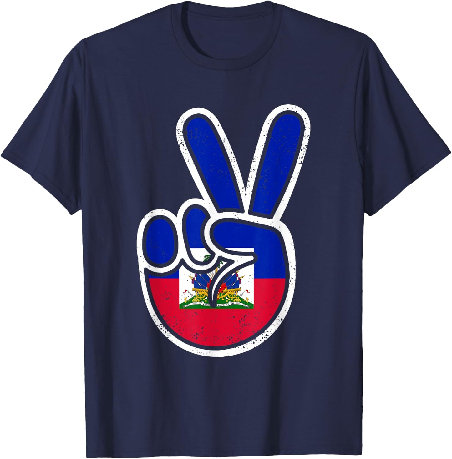 Haitian Flag Day Peace Sign Funny Haiti Retro Boys Toddler T-Shirt - T-Shirt | Navy