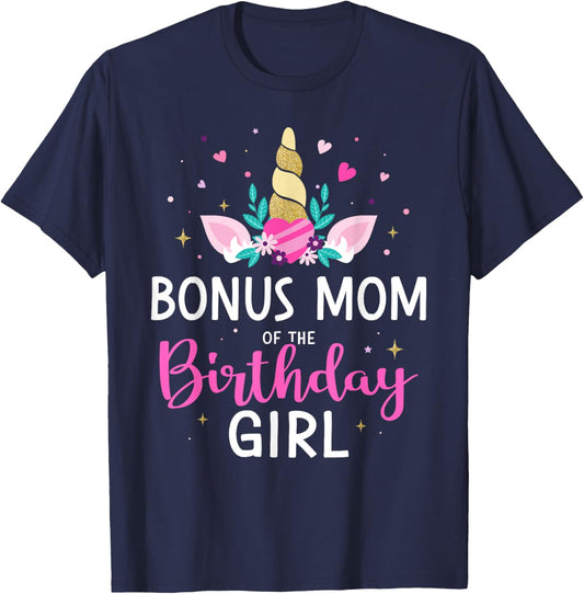 Bonus mom of the birthday girl matching family unicorn party T-Shirt - T-Shirt | Navy