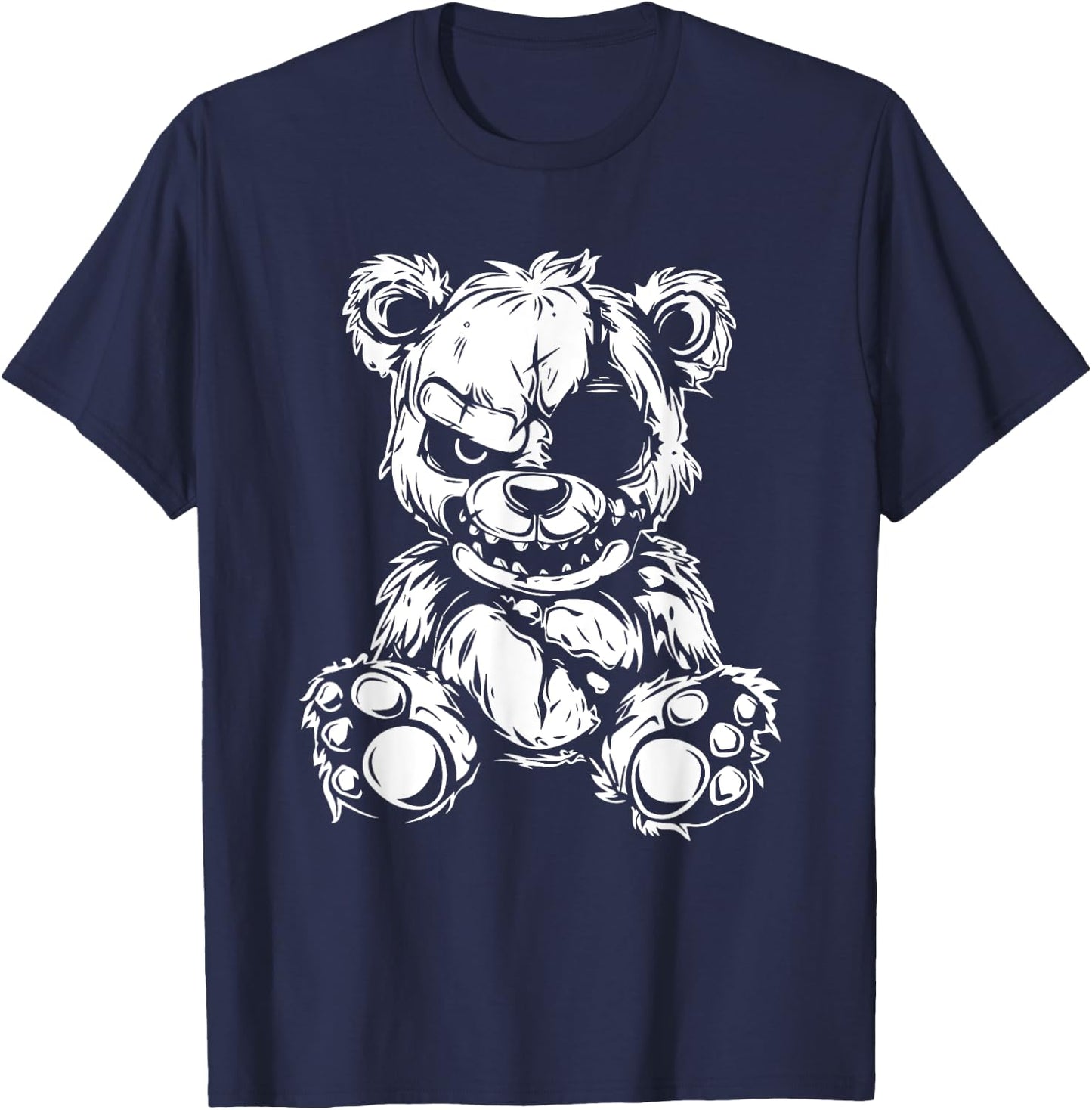 Horror Teddy Bear , Small, Black T-Shirt - T-Shirt | Navy