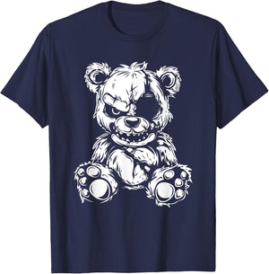 Horror Teddy Bear , Small, Black T-Shirt - T-Shirt | Navy