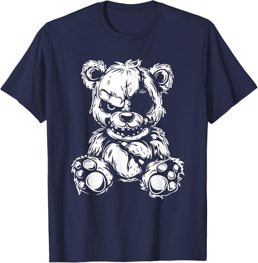 Horror Teddy Bear , Small, Black T-Shirt - T-Shirt | Navy
