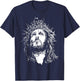 Image Face Of Jesus On A Cross With Crown Of Thorns T-Shirt - T-Shirt | Navy