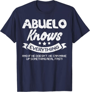 Fathers Day Abuelo Knows Everything Grandpa Granddad Spanish T-Shirt - T-Shirt | Navy