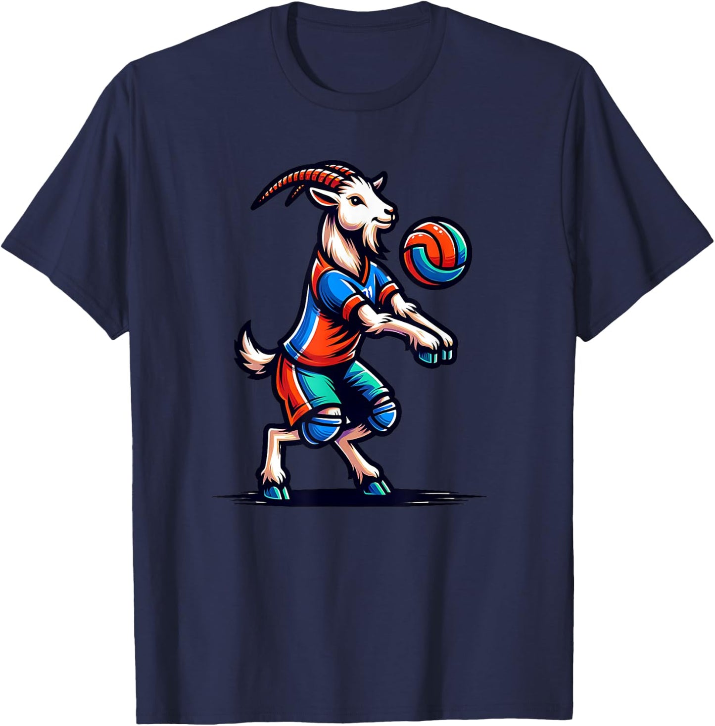 Unique Goat Volleyball Player Team Spirit Art T-Shirt - T-Shirt | Navy