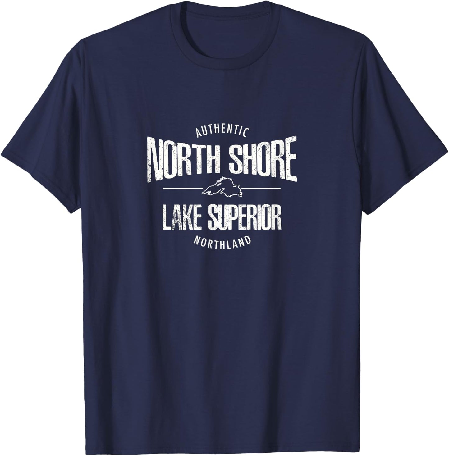 Lake Superior, Highway 61, North Shore, map of Lake Superior T-Shirt - T-Shirt | Navy