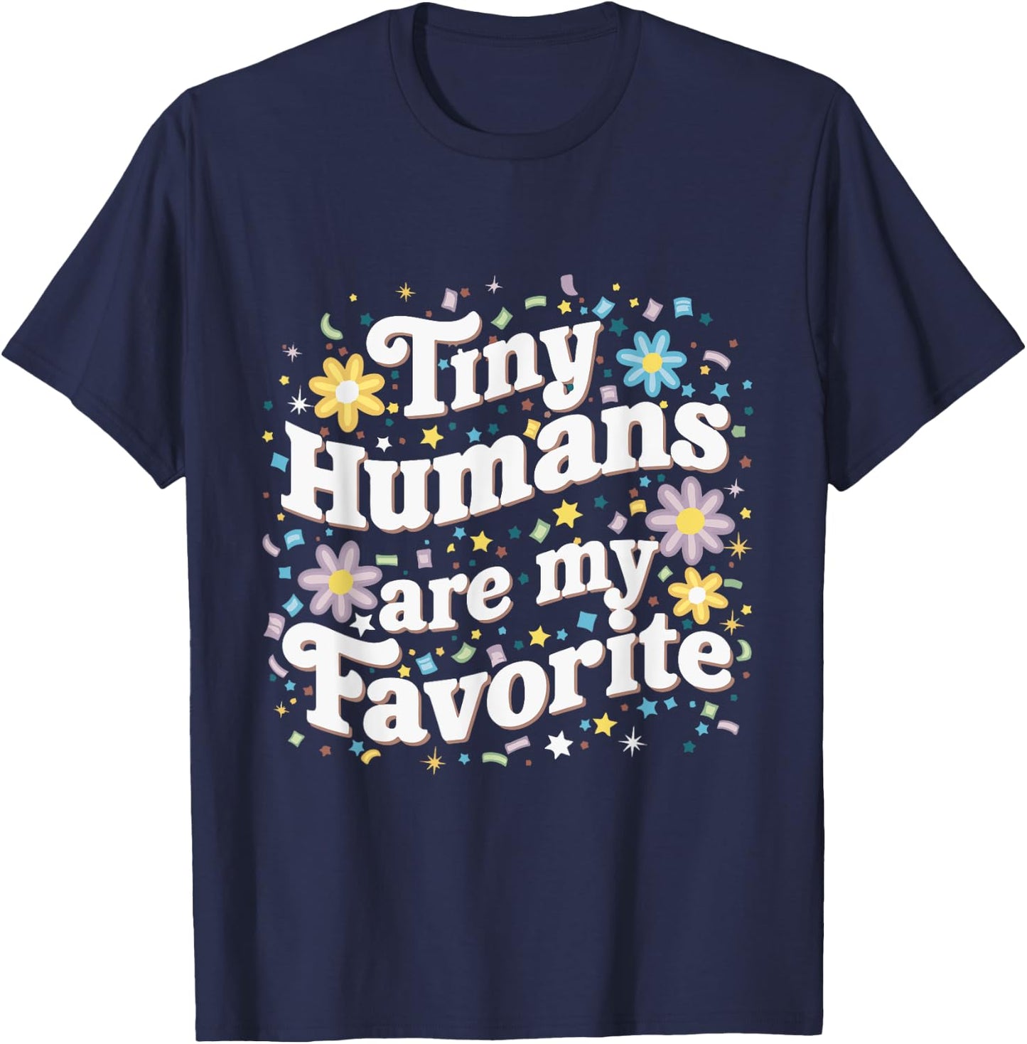 Tiny Humans Are My Favorite Pediatric NICU Nurse Groovy T-Shirt - T-Shirt | Navy