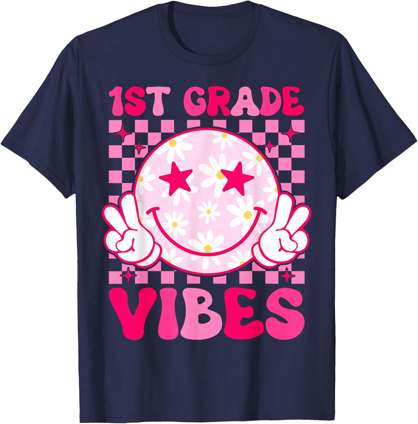 1st Grade Vibes Groovy First Day of School First grade T-Shirt - T-Shirt | Navy