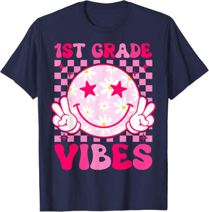 1st Grade Vibes Groovy First Day of School First grade T-Shirt - T-Shirt | Navy