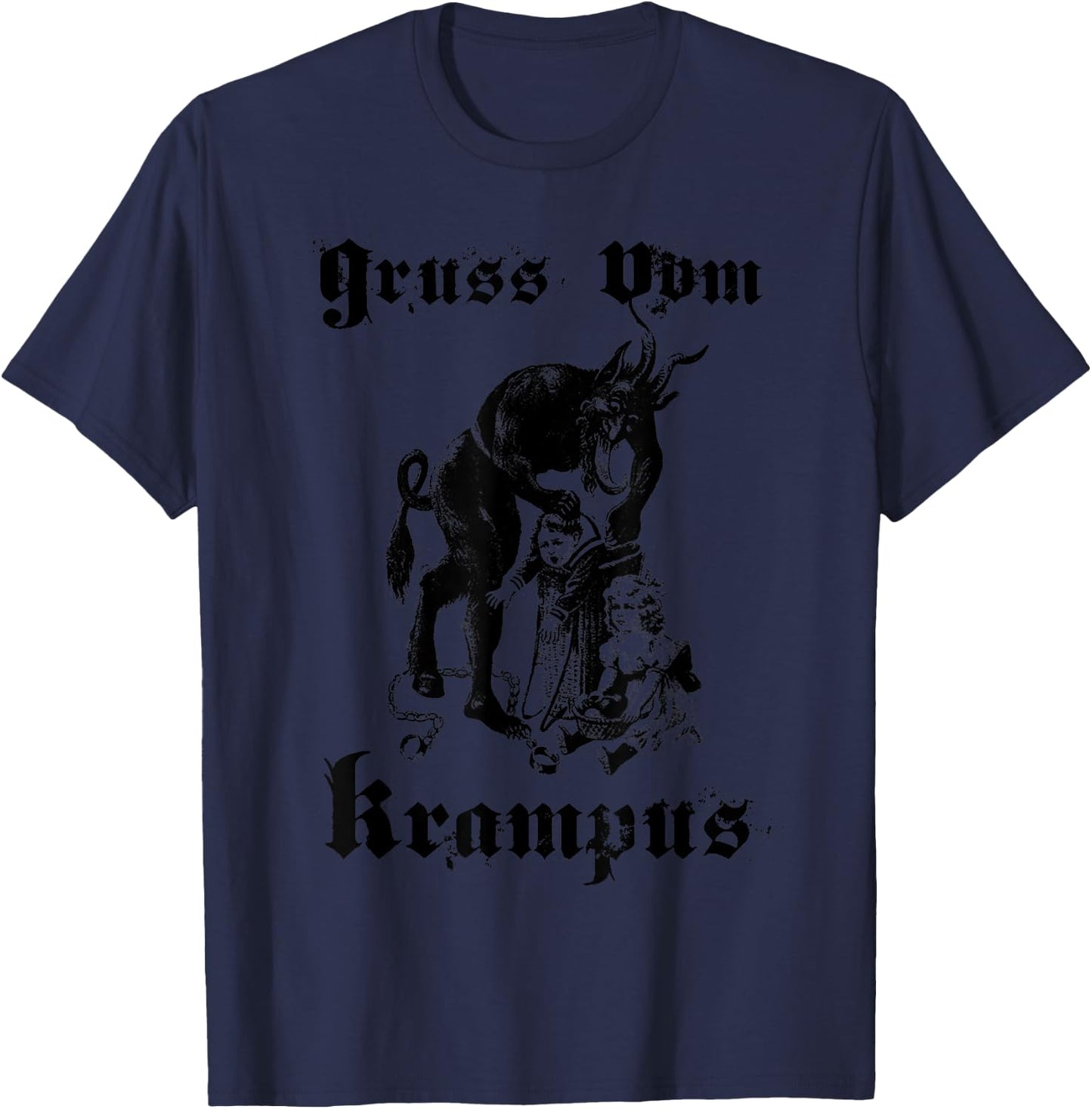 Vintage Gruss Vom Krampus Shirt Christmas Eve Naughty Kids T-Shirt - T-Shirt | Navy