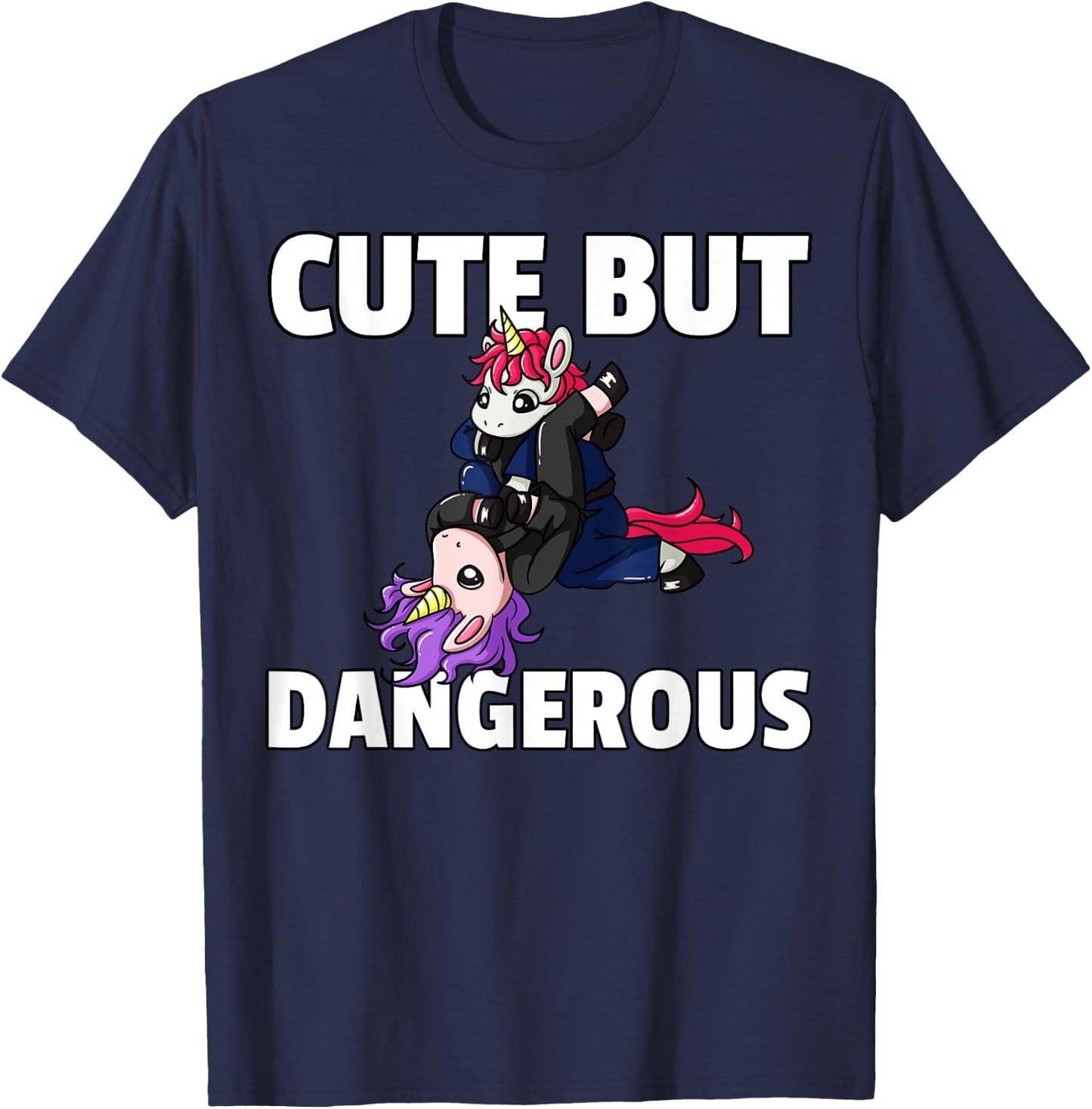 Cute But Dangerous Jiu Jitsu Unicorn Girl T-Shirt - T-Shirt | Navy
