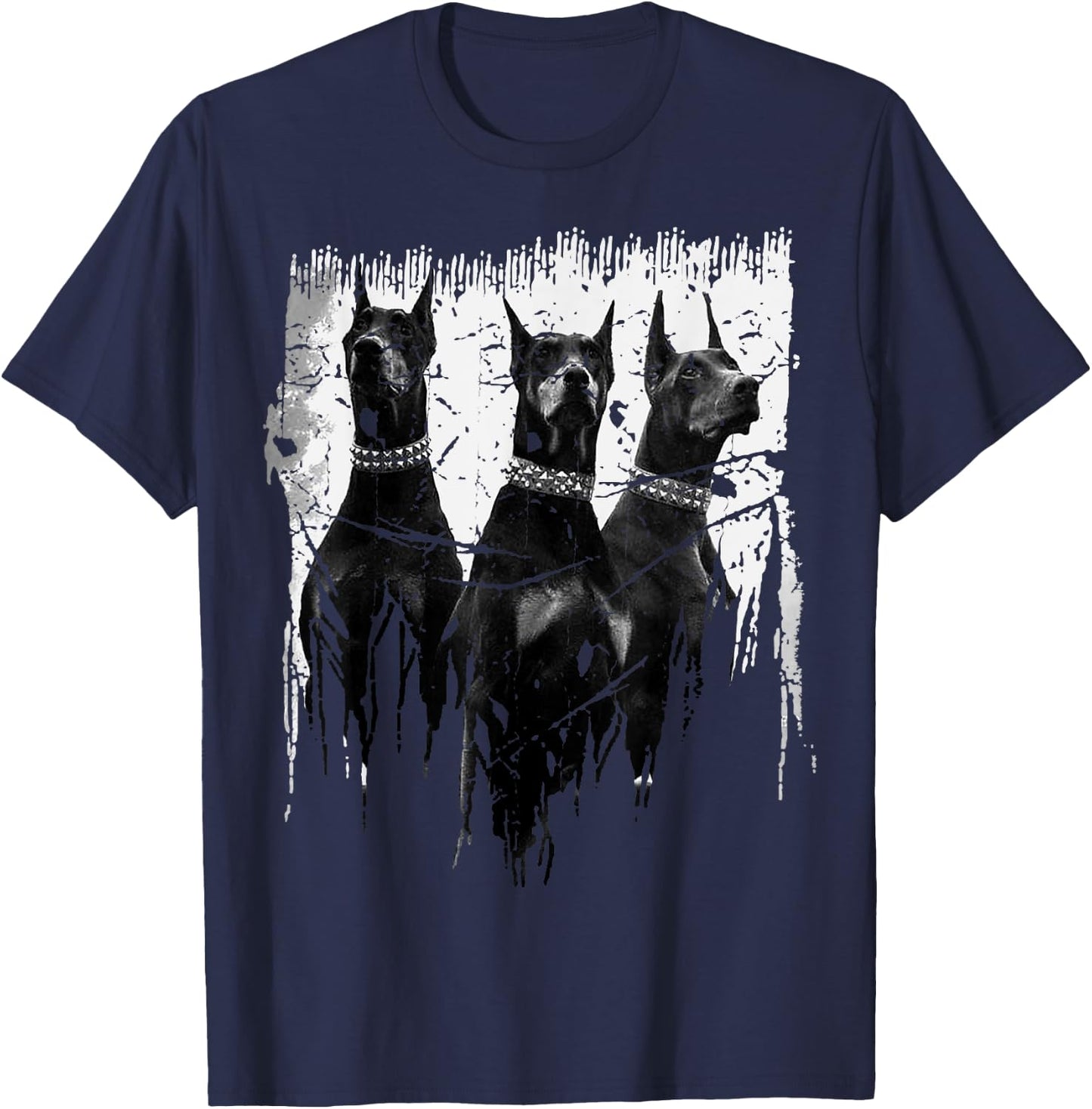 Doberman Pinscher Black and White Dog Lovers T-Shirt - T-Shirt | Navy
