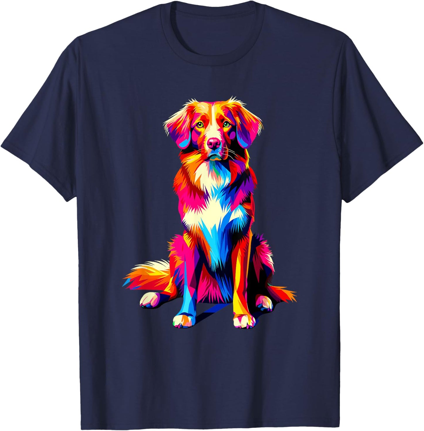 Colorful Pop Art Nova Scotia Duck Tolling Retriever T-Shirt - T-Shirt | Navy