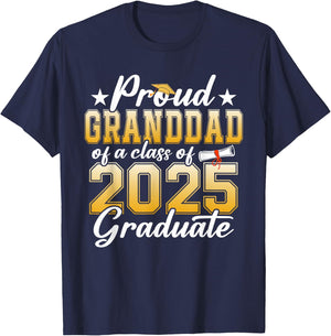Proud Granddad Of A Class Of 2025 Graduate Senior Graduation T-Shirt - T-Shirt | Navy